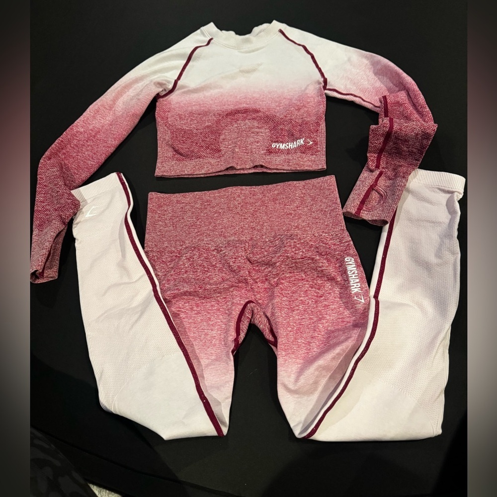 Gymshark Red and White Gradient Activewear Set Ombré Set XS